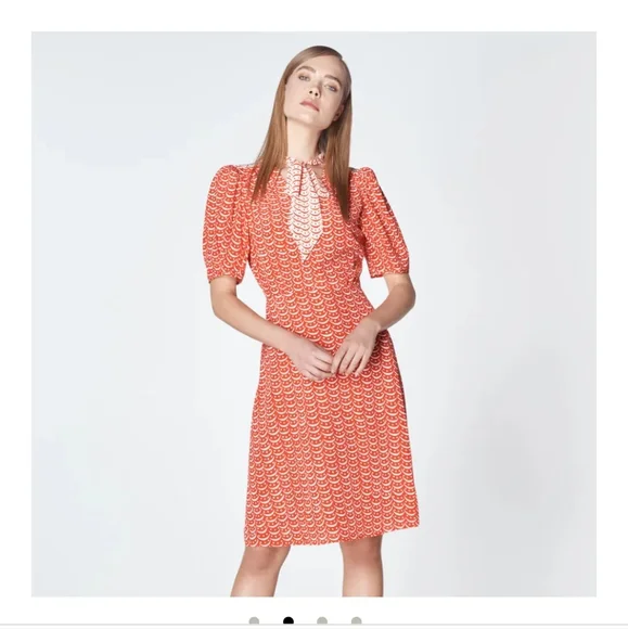 lk bennett orange dress L.K. Bennett Orange Sarah Midi Dress Default Title